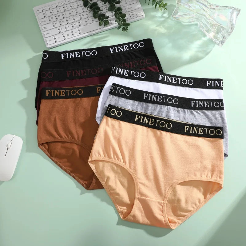 Finetoo 3Pcs Women's Seamless Cotton Briefs Women Plus SizePanties Breathable Underwear Female Low Waist Soft Lingerie S-XXL