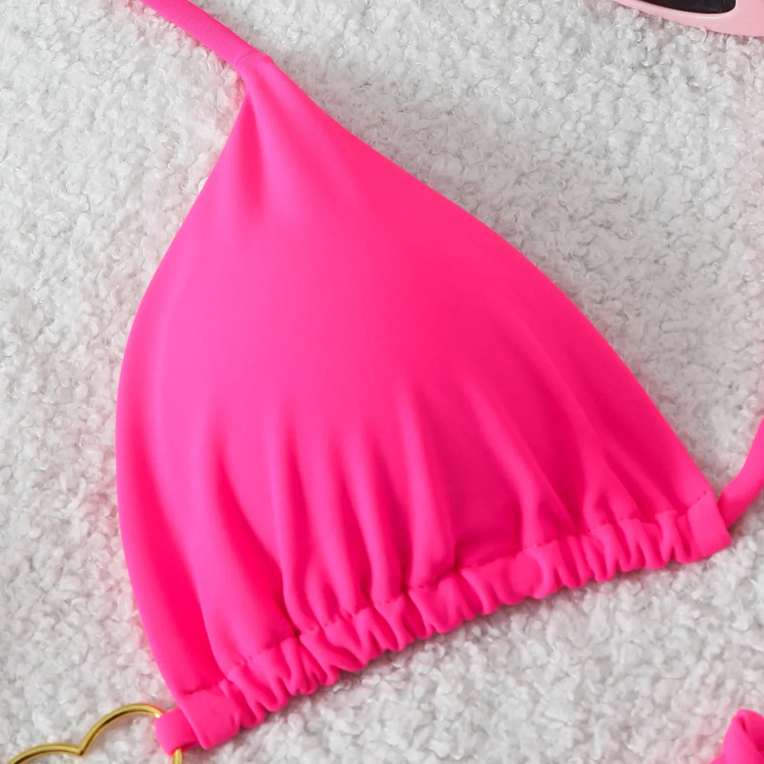 Sexy Metal Heart Ornament Bikini Set 2026 Women Blue Pink Halter Push Up Bra Thong Swimsuit Beach Bathing Suit Vacation Swimwear