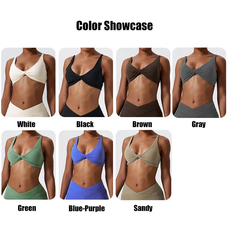 Hearuisavy Summer Sports Bra Shockproof Push Up Gym Top Women Quick-Dry Yoga Clothes Pleated Design Brassiere Workout Crop Top