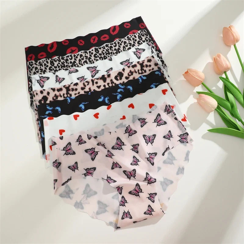 3Pcs Seamless Women's Panties S-XXL Sexy Butterfly Briefs Fashion Leopard Heart Breathable Female Comfortable Cozy Sexy Lingerie