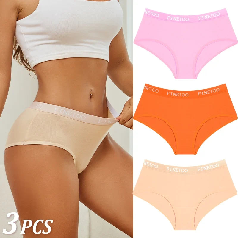 3Pcs Women's Cotton Briefs Letter Belt Underwear Women Panties Sexy Breathable Briefs Female Stretch Ladies Soft Lingerie