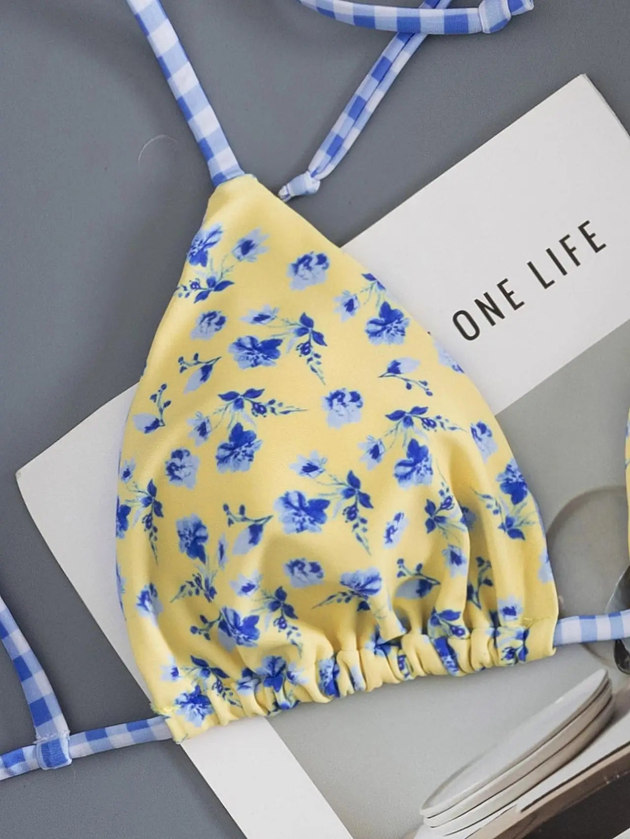 Sexy Yellow Floral Print Micro Bikini Swimwear Women 2026 Tie Strap Pleate Push Up Bra Bandage Thong Swimsuit Beach Bathing Suit