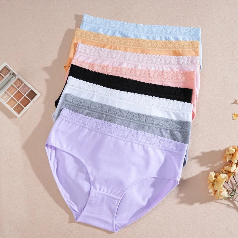 3Pcs Women Cotton Lingerie Sexy Soft Fashion Panties Femme Buckle Design Underwear Pantys Underpant Lingerie Lace Intimates S-XL