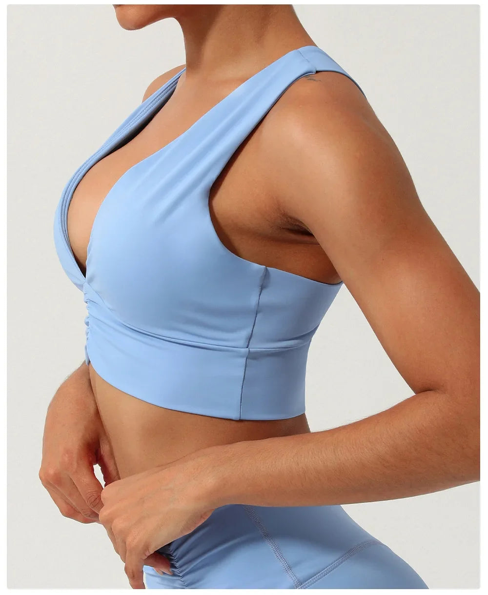 Female Cross Strap Sports Vest Bras For Women Bra High Strength Gym Underwear Sexy With Pad Bra Push Up Tops Workout Lingerie