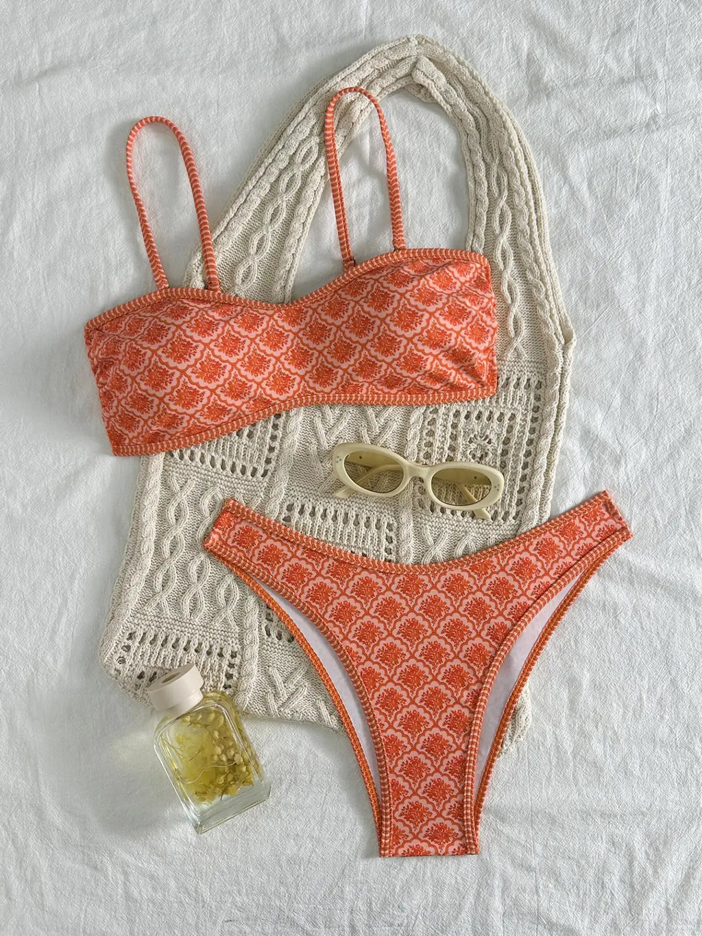 Sexy Bandeau Bikini 2026 Women Green Floral Pleate Push Up Padded Thong Swimsuit Summer Bathing Suit Two Piece Swimwear Biquini