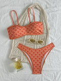 Sexy Bandeau Bikini 2026 Women Green Floral Pleate Push Up Padded Thong Swimsuit Summer Bathing Suit Two Piece Swimwear Biquini