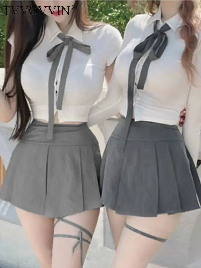 WOMENGAGA Korea Style Sexy Slim High Waist Strap A-line Half Length Skirt Fashion Women Skorts JK Sweet 2023 New  OW3W