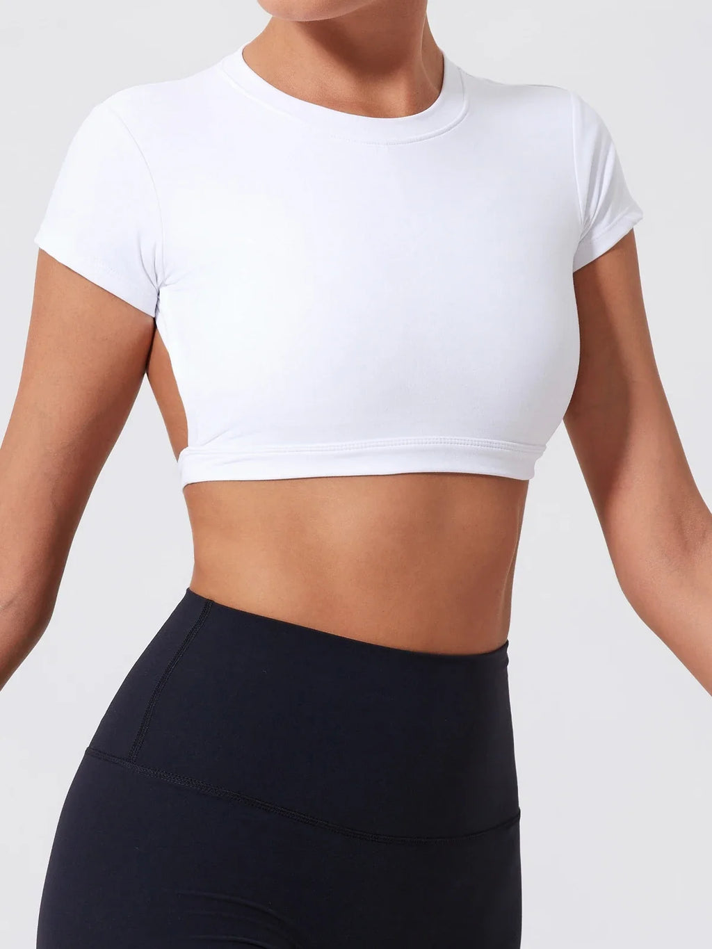 Hearuisavy Summer Sports Shirts Workout Tops Fitness Activewear Quick-Dry Yoga Clothes Sport Crop Tops Backless Gym Top Women