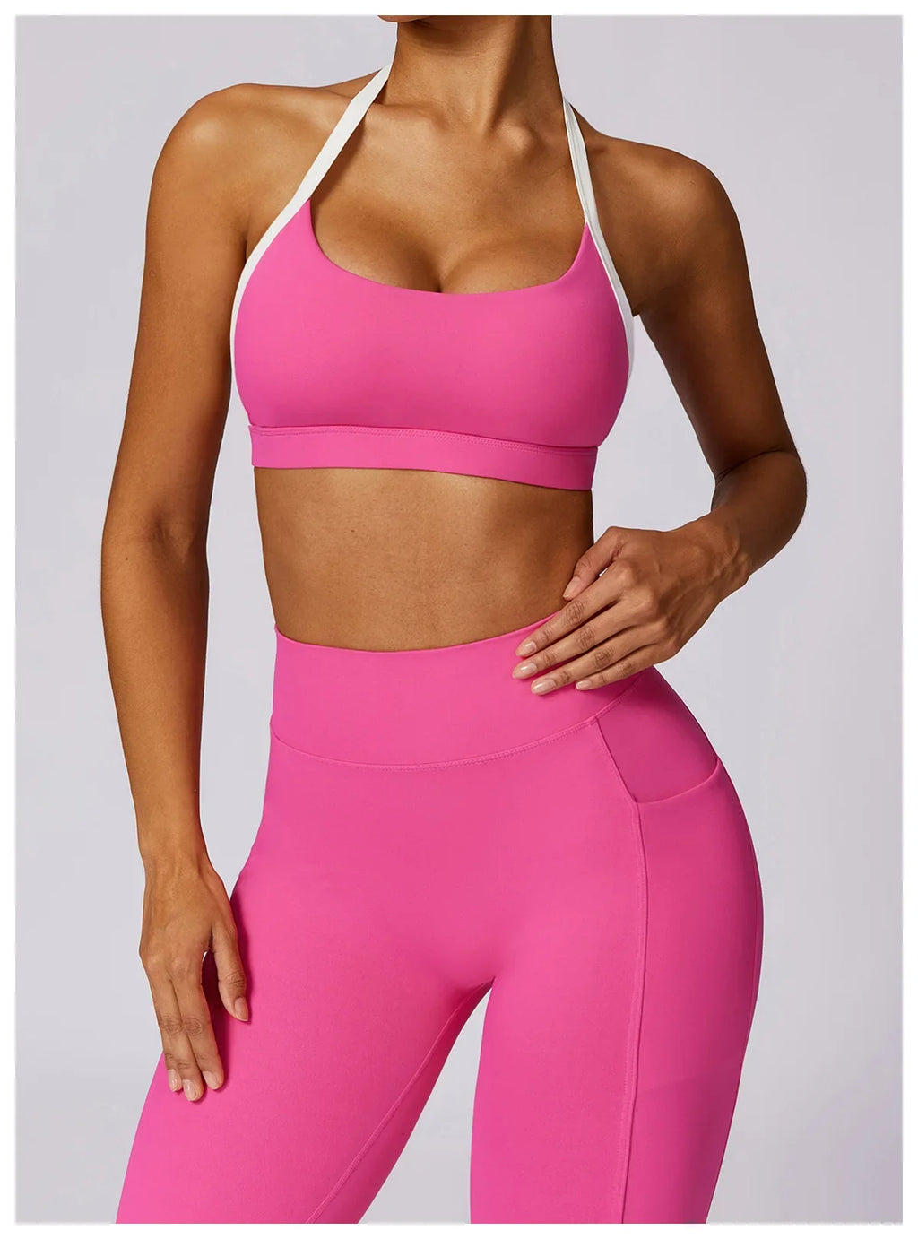 Gym Sport Bra Halter Sports Bra Anti-sweat Breathable Yoga Bra Shockproof Crop Top Fitness Top Push Up Workout Top Women