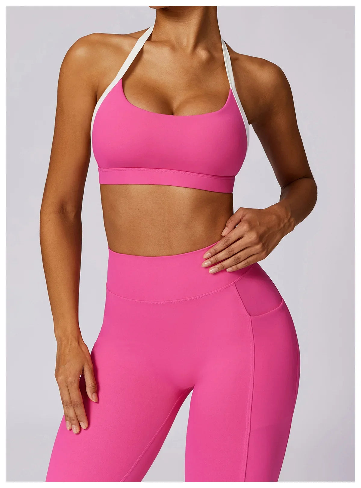 Gym Sport Bra Halter Sports Bra Anti-sweat Breathable Yoga Bra Shockproof Crop Top Fitness Top Push Up Workout Top Women