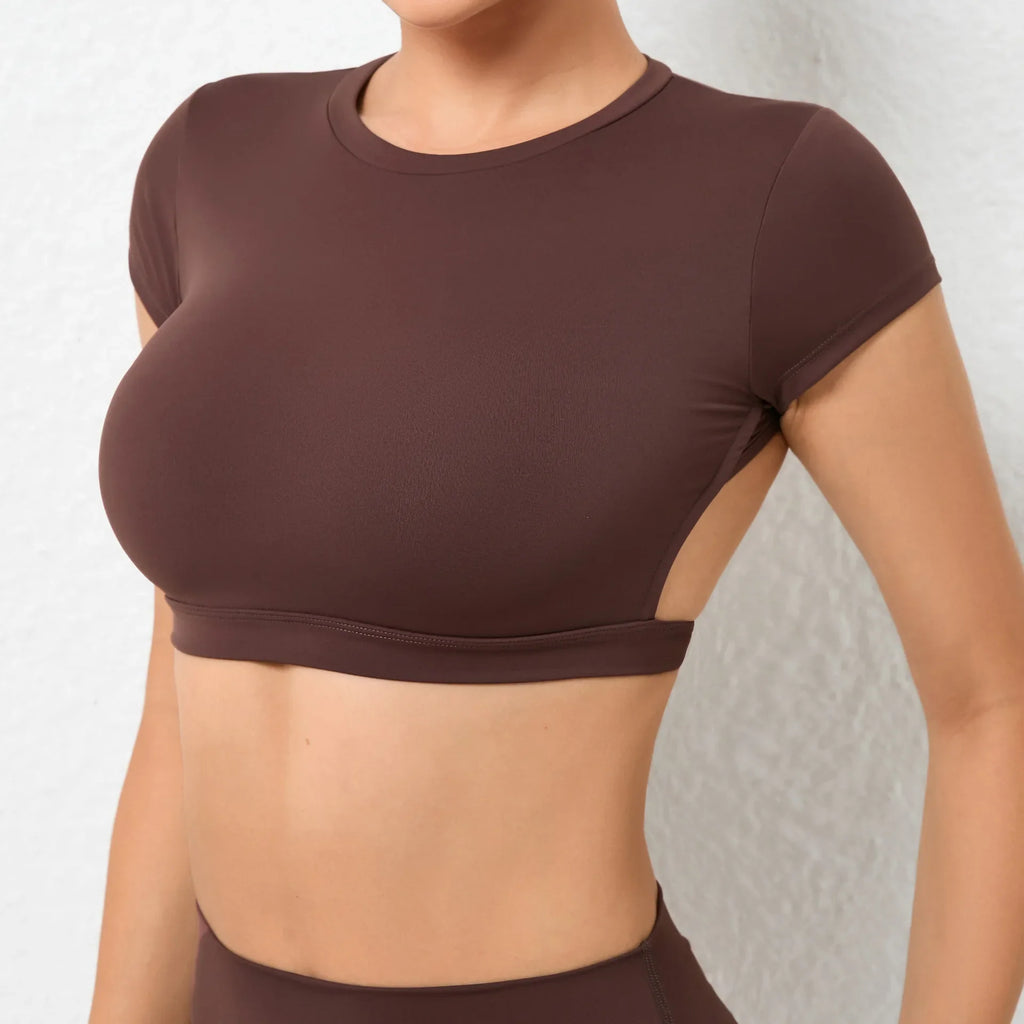 Hearuisavy Summer Customizable Sports Shirts Workout Sportswear Backless Yoga Clothing Chest Pads Sport Crop Tops Gym Top Women
