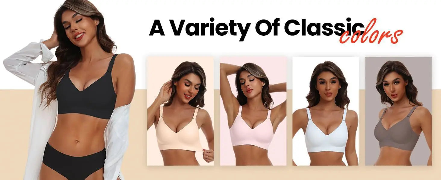 Women's Seamless Underwear 3/4 Cup and Thin Molded Cup Bra Wire-free Shaping Underwear Comfortable and Breathable Push Up