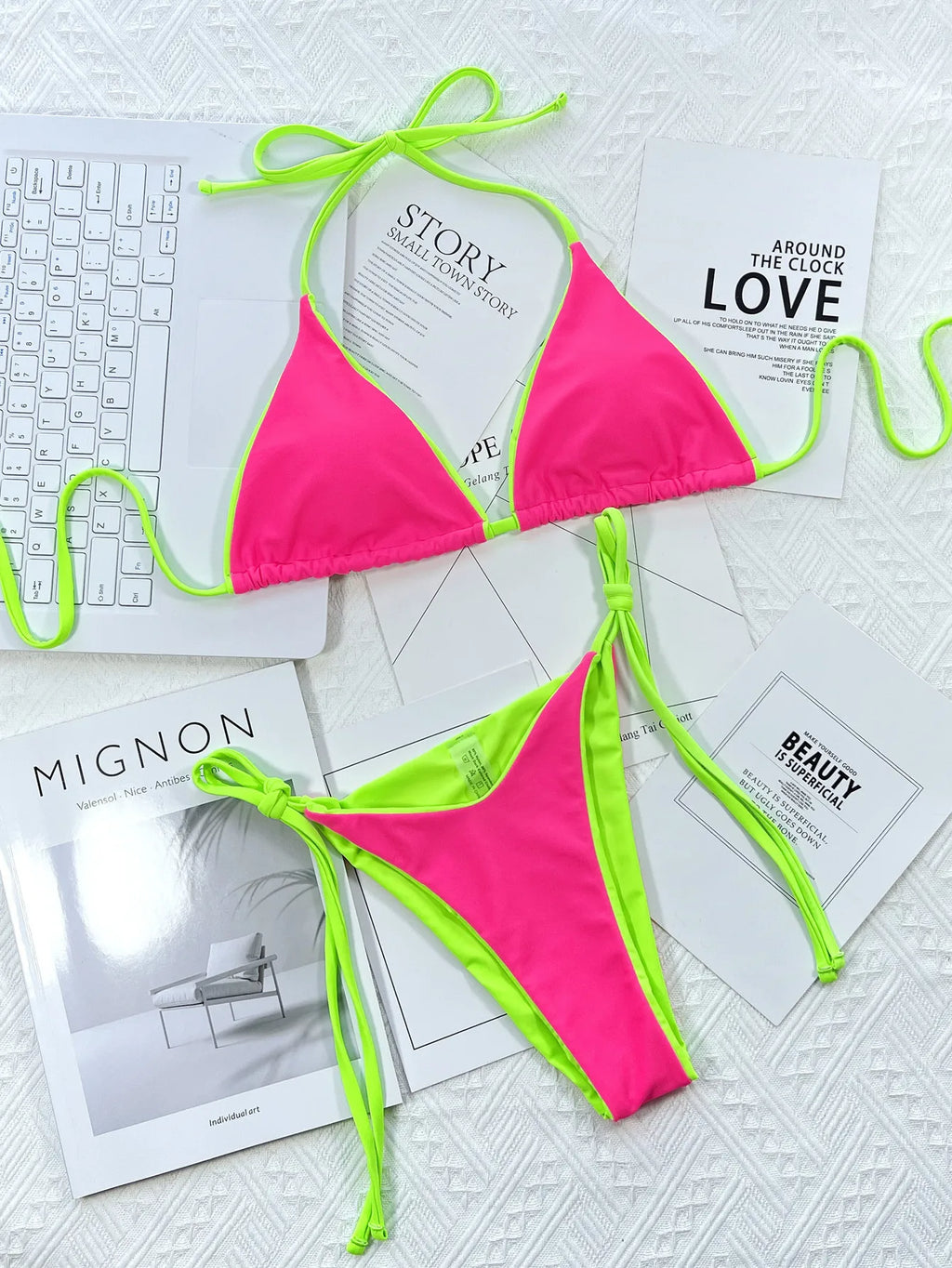 Sexy Micro Bikini 2025 Women Pink Leopard Print Neon Double Side Push Up Swimsuit Brazilian Beach Bathing Suit Thong Swimwear
