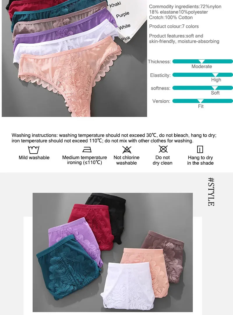 5PCs/Set Sexy Lace Thongs for Women Solid G-String Panties Floral Perspective Underwear Female Soft Breathable Women Lingerie