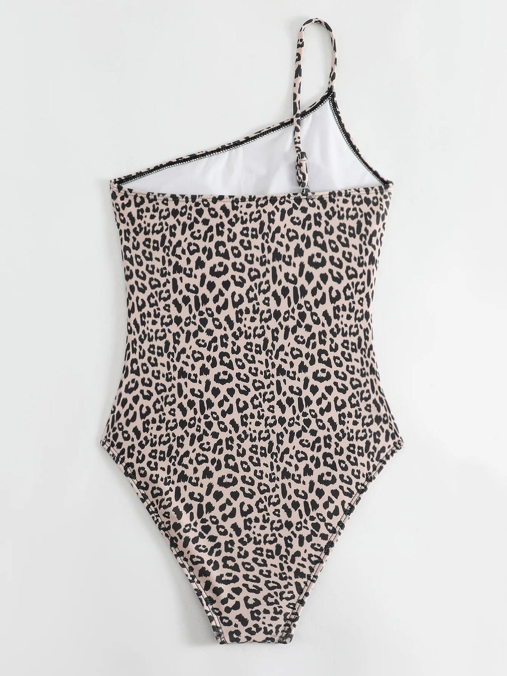 Sexy One Shoulder Swimsuit 2024 New Black Leopard Print Pleate Tummy Control One Piece Swimwear Beach Bathing Suit Monokini