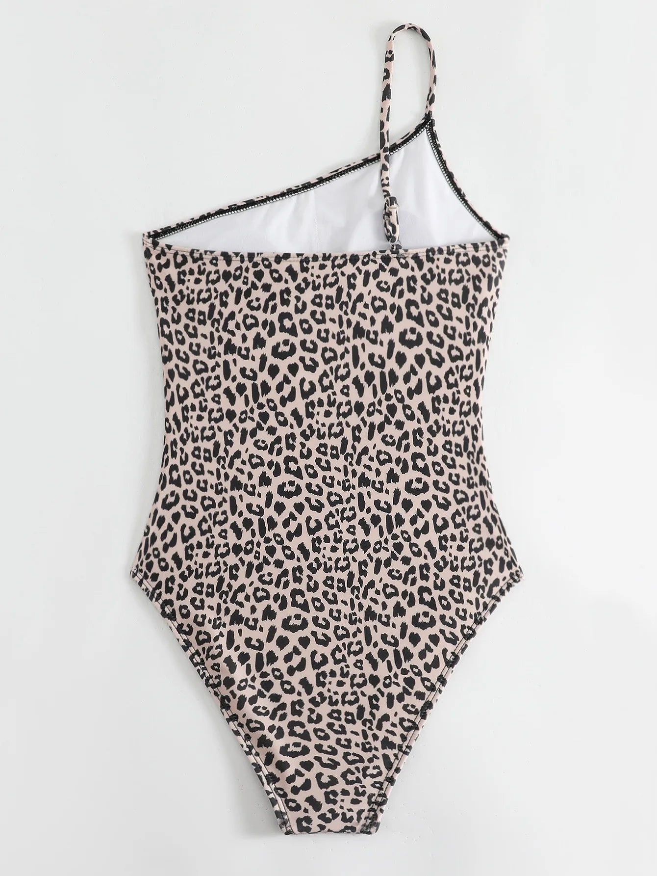 Sexy One Shoulder Swimsuit 2024 New Black Leopard Print Pleate Tummy Control One Piece Swimwear Beach Bathing Suit Monokini