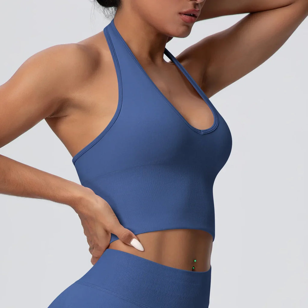 Gym Tops Women Halter Top Gym Vest Woman Sexy Backless Push Up Sport Bras Running Vest Workout Tops Activewear Yoga Fitness Vest