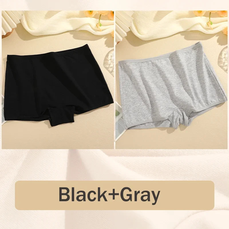 2PCS Women's Panties Cotton Seamless Sports Boxers Underwear Female Solid Color Briefs Cozy Lingerie Intimate Underpants XS-XL