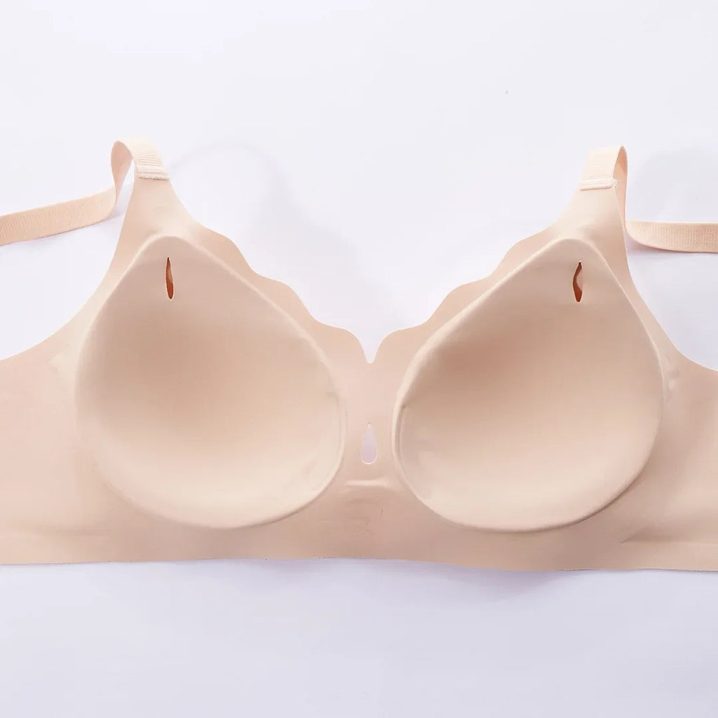 Wireless Comfortable Bra Large Cup Seamless Anti-Sagging Back Smoothing Underwear Soft Women's Hollowed-Out Full Cover Bras