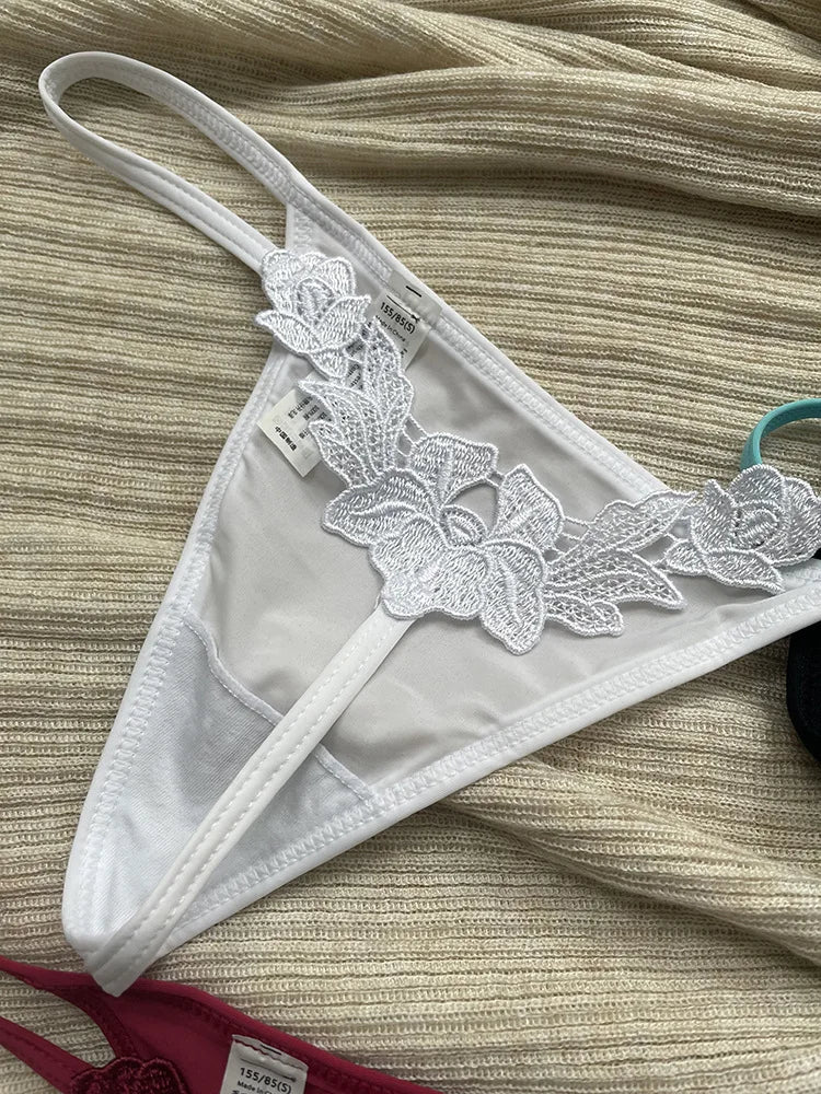Floral Embroidery Sexy G String Underwear Women Panties T-Back Briefs Female Lingerie Erotic Girls Thongs Bikini Size S-XXL