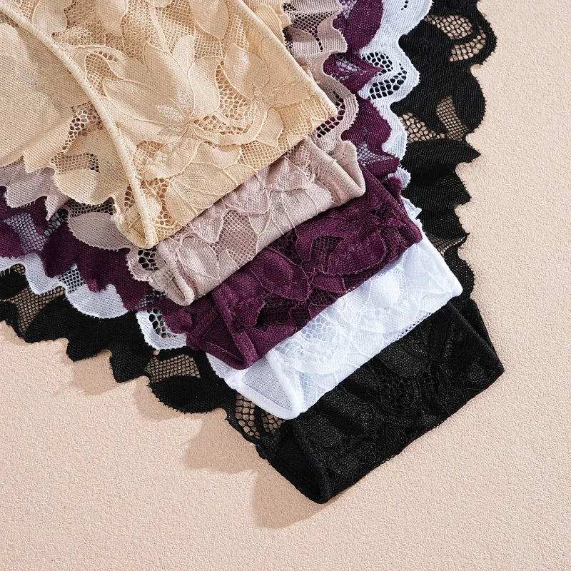 3Pcs/Set Sexy Floral Lace Underwear Panties Sets Hollow Out See-Through Romantic Lingerie Underwear Sexy Women Panties S-XL