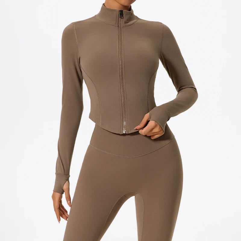 Hearuisavy Summer Ultra-Soft Fabrics Tight Sports Jackets Women Zipper Gym Yoga Clothes Female Quick-Dry Long Sleeve Sportswear