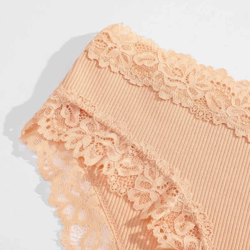 5PCS/Set Women Cotton Panties Sexy Lace Low Waist Briefs Stretch Comfortable Ladies Underwear Soft Breathable Intimate Lingerie