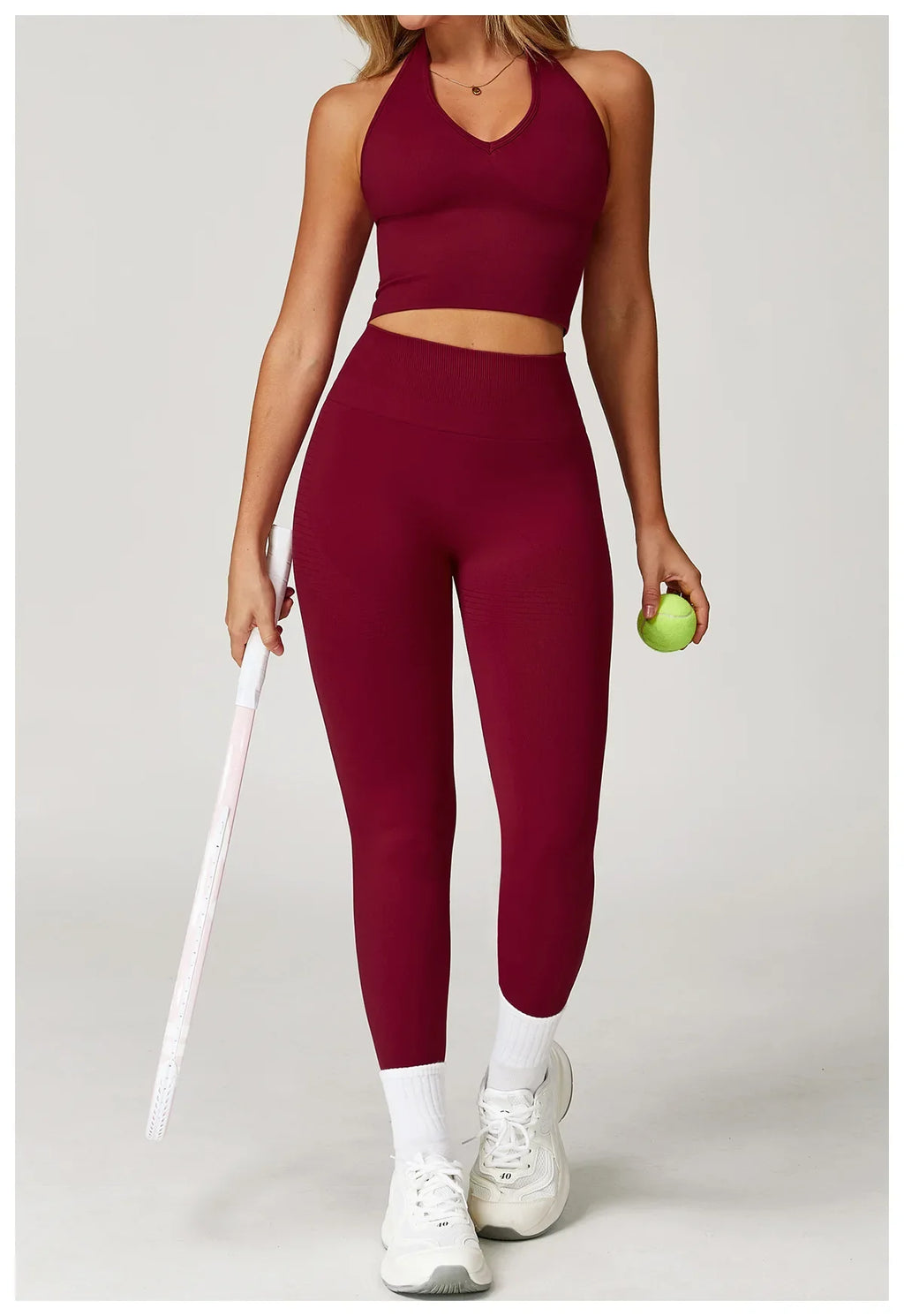 Seamless High Stretch Sports Bra Women Halter Yoga Bra Padded Backless Sports Bras Gym Crop Top Push Up Workout Yoga Tops Woman
