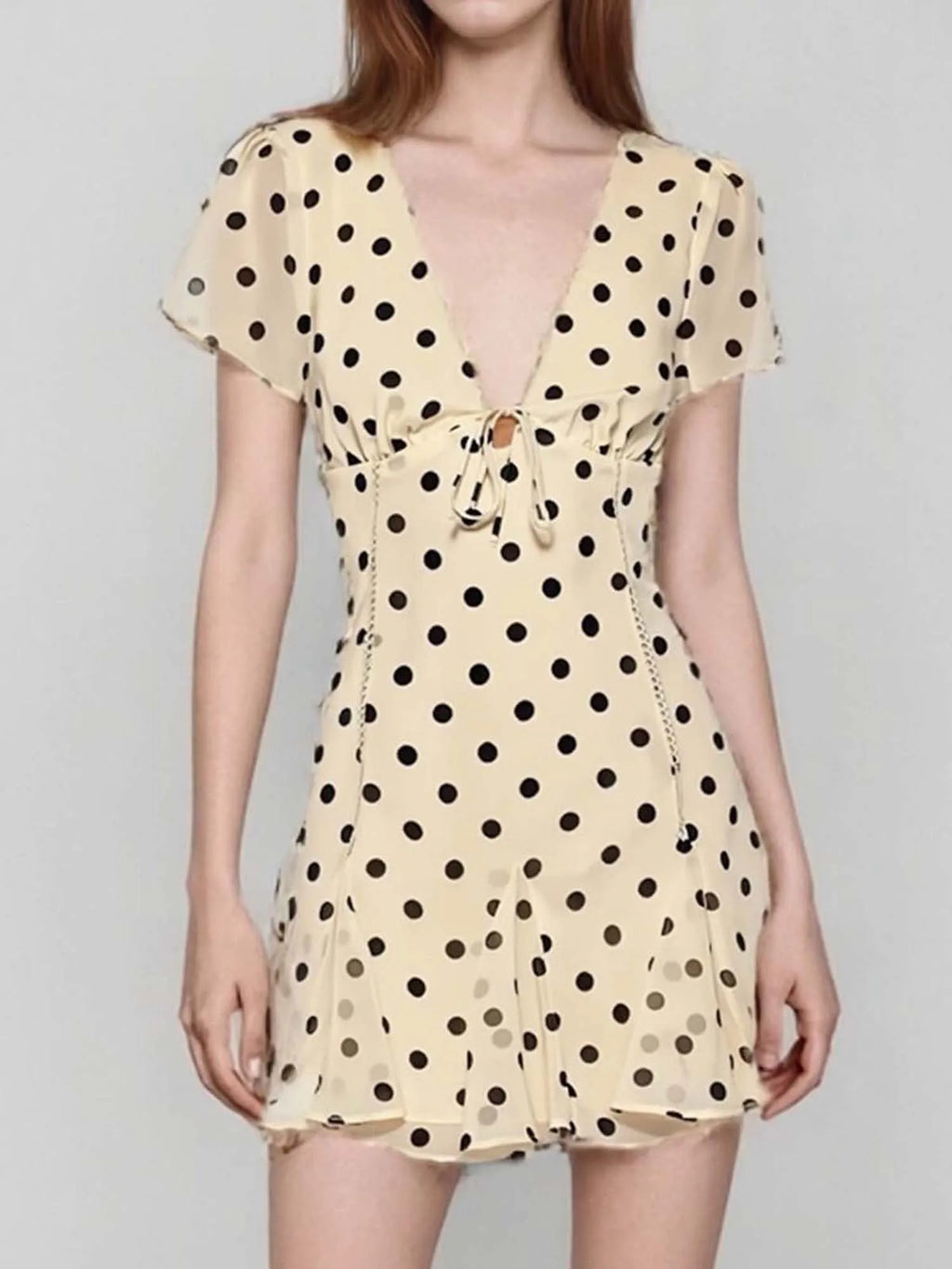 Female Party Dress Dresses Summer Dot Print Short Sleeve A-Line Dresses Streetwear Women Mini Dress V-Neck Elegant Clothes
