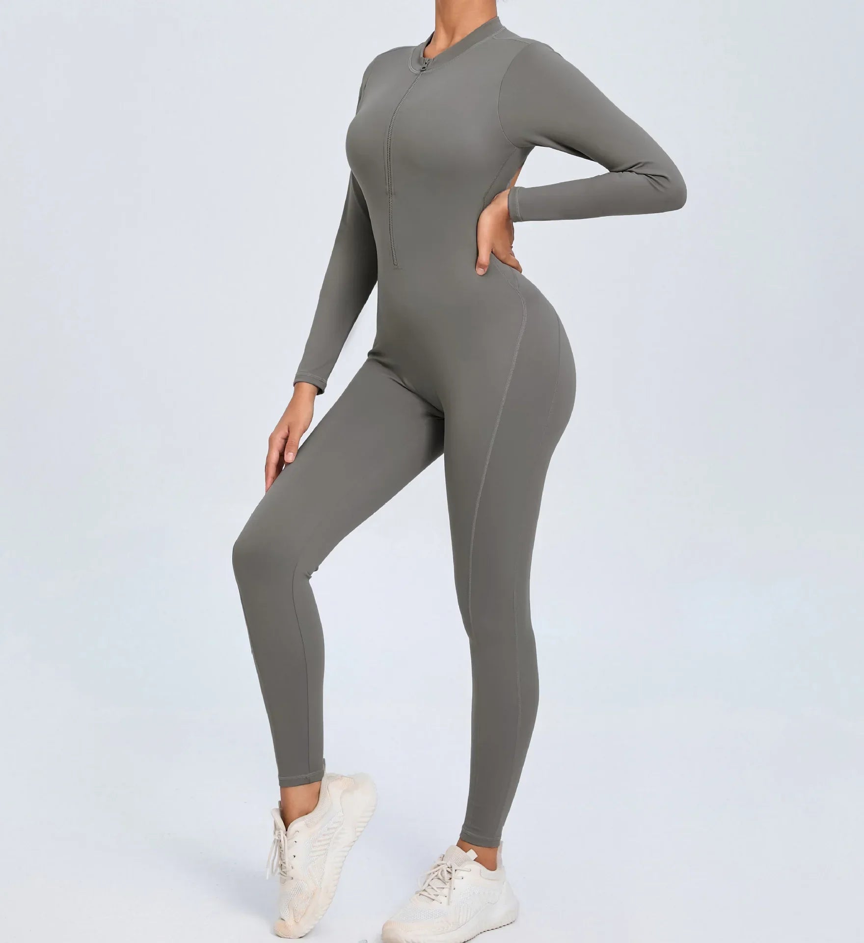 Hearuisavy Summer V Back Sports Jumpsuit Yoga Clothes Rompers Women Long Sleeveles Workout Bodysuits Backless One-piece Suit