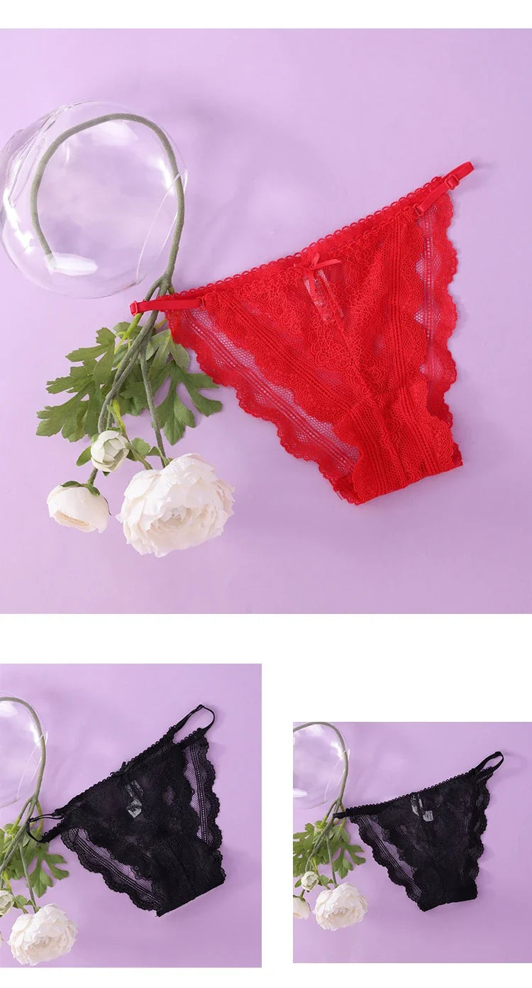 Lace Thin Sexy Girls Panties Women Briefs Thong Hollow Out G String Seamless Underwear Transparent Female Low Waist Lingerie