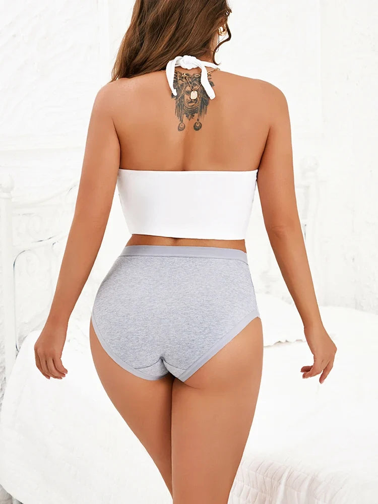 4Pcs/Set Women Cotton Briefs Seamless High Waist Breathable Underwear Female Stretch Comfortable Lingerie New solid color Panty