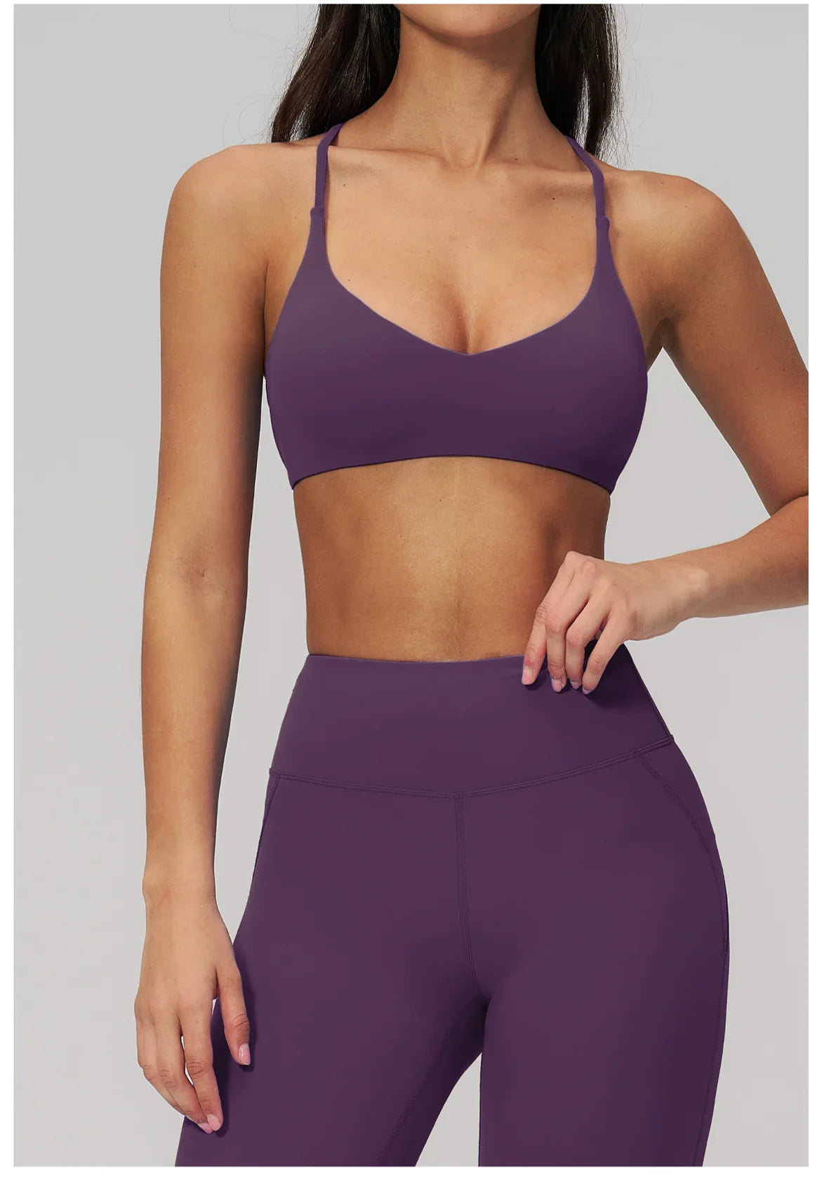 Summer U-Shaped Multi-Strap Cross Back Women Pilates Fitness Sports Bra Top Gym Yoga Athletic Tight Workout Jog With Chest Pad