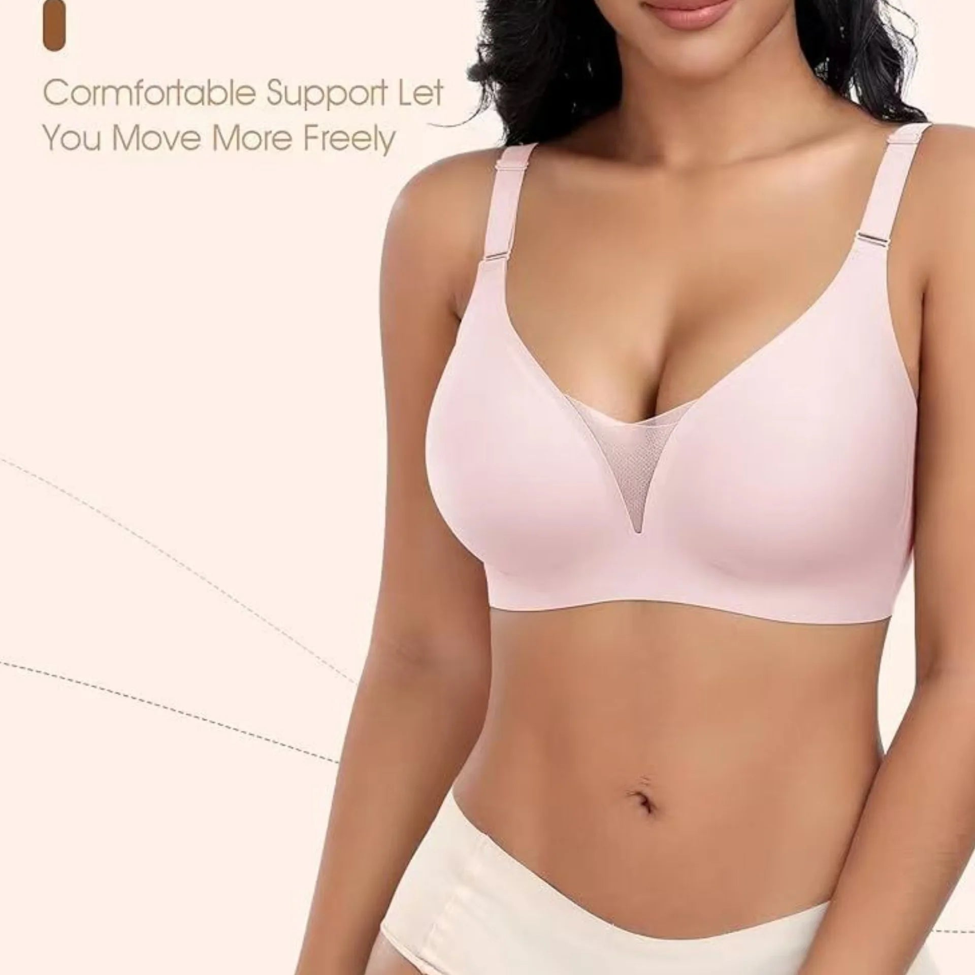 Women's Seamless Bra 3/4 Cup Thin Molded Cup Bra Thin Flattering Plus-size Soft Support Push-up and Comfortable Breathable Bra