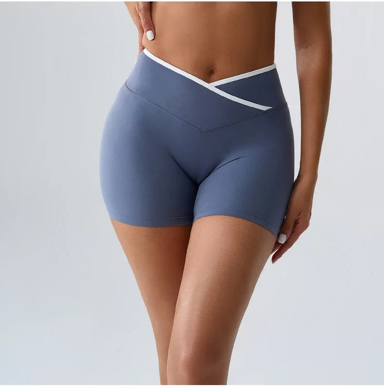 Sports Shorts Cross Waist Women Shorts Women Cycling Jogging Fitness High Waist Push Up Gym Shorts Leggings Women Yoga Clothing