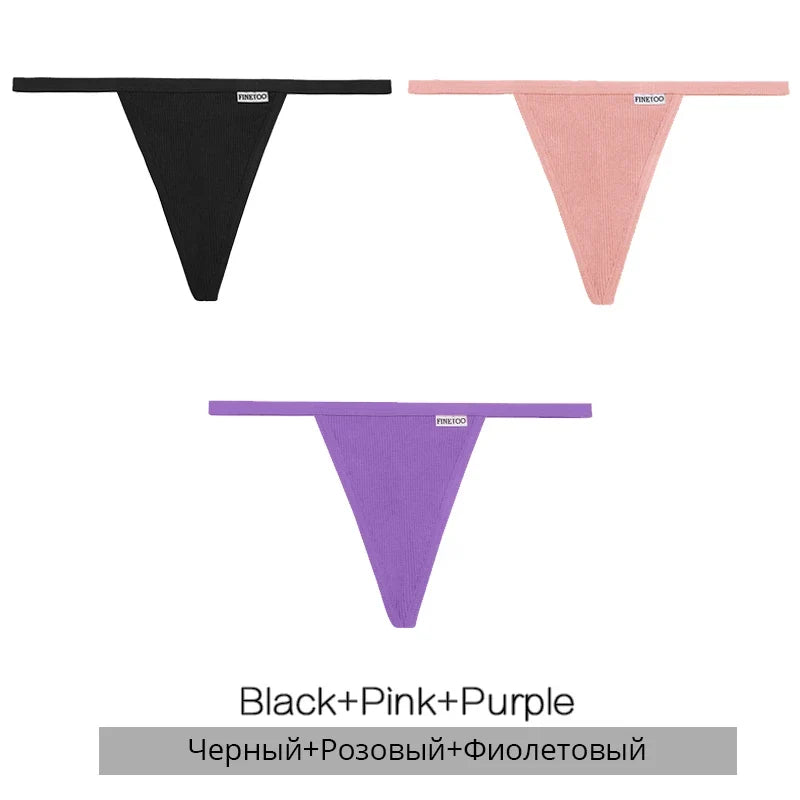 3Pcs/set Cotton Thongs M-XL Sexy Bikini Panties Women T-Back Underpants Girls Low Waist G-string Underwear Female Lingerie 2022