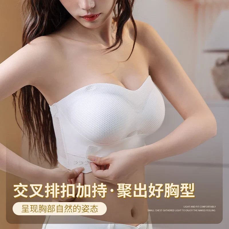 Wireless Wedding Brassiere Push Up Bras Lingerie Sexy Bralette Strapless Bras Invisible Tube Tops Seamless Breathable Bras M-6XL