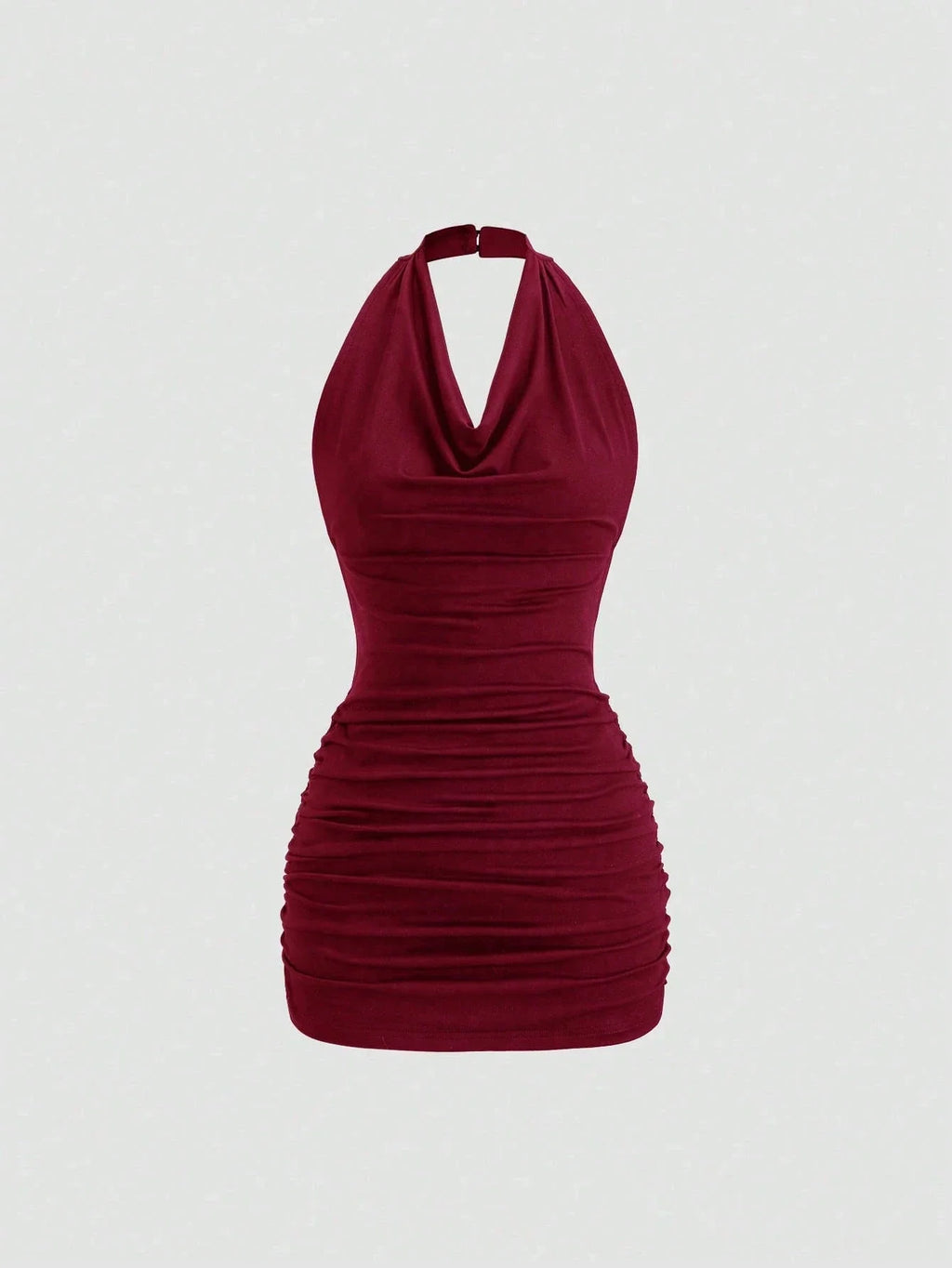 Women's Elegant Drape V-Neck Back-Tie Open Back Sleeveless Slim Fit Mini Dress Casual Halter-Neck Pleating Decorate Dress 2026