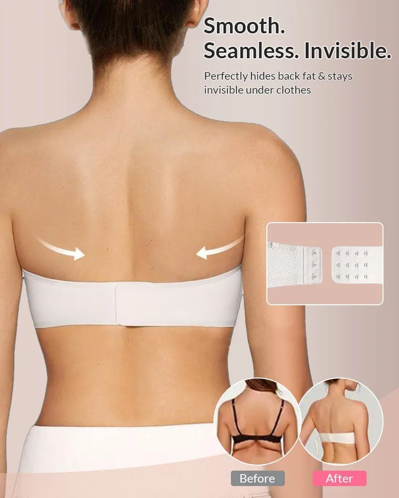 Women's Strapless Bra with Push-up Support Non-slip Bra Comfortable and Breathable Solid Color Bra for Women