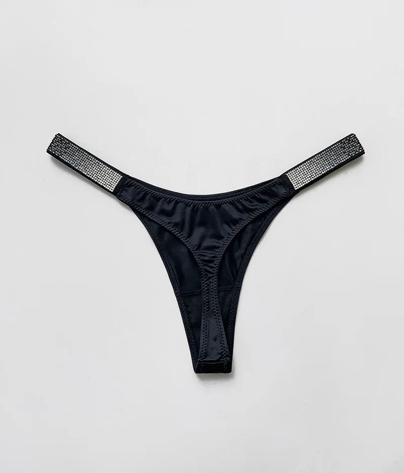 Letter Sexy Panties Women Thongs Rhinestones Diamonds G-string Sports Thong Low Waist Shorts Briefs T-back Fitness S-XL