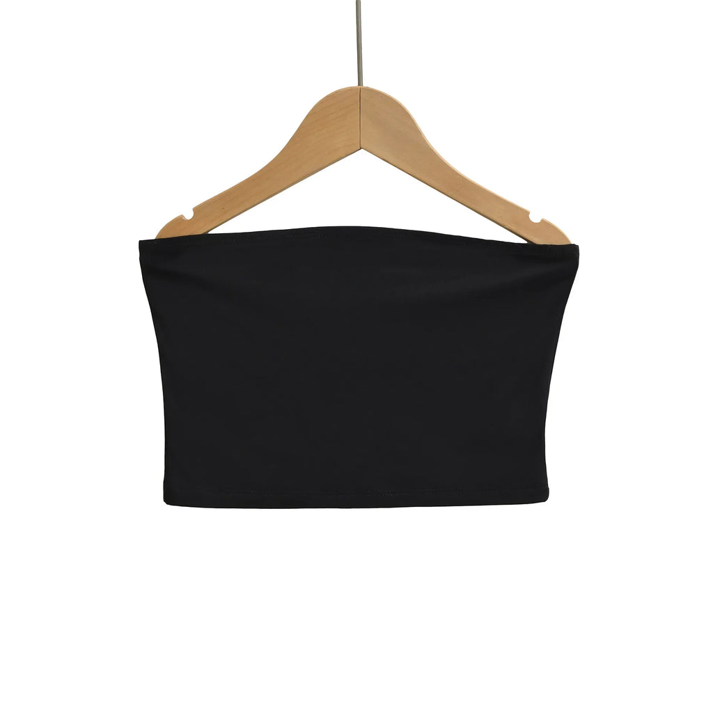 Sleek Seamless Crop Tops For Women Smooth Stretch Straight Neckline Classic Black And White For Summer Casual Daily Wear 72UE