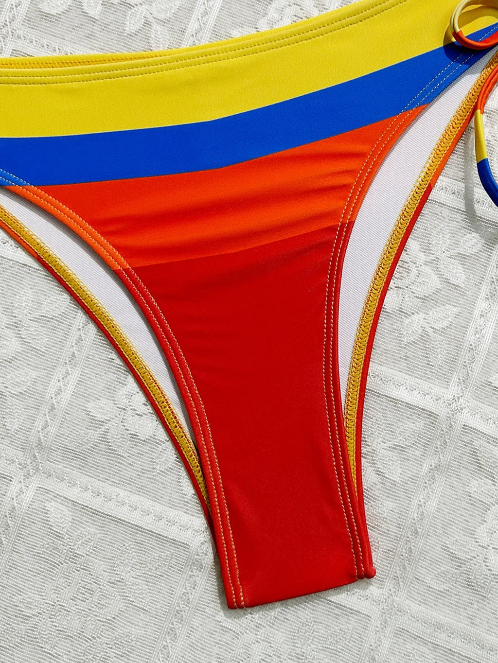 Women's Rainbow Color Bikini Set Sexy Beach Vacation Backless 2 Piece Swimsuit 2024 Summer Bathing Suit Bra Push Up Swimwear