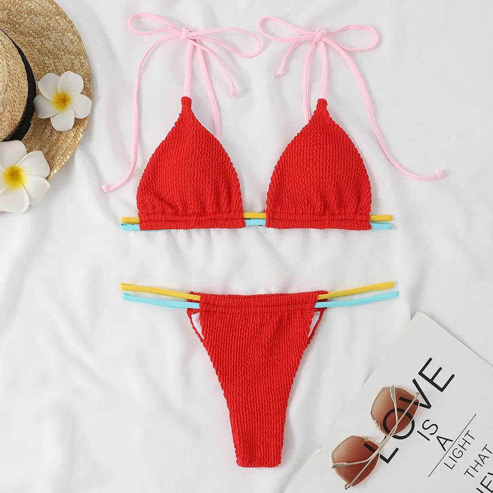 2026 New Fashion Sexy Bikini Solid Swimsuit Women Swimwear Push Up Set Brazilian Bathing Suit Summer Beach Wear Swimming