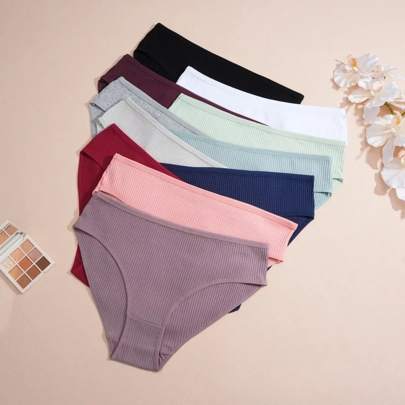 3Pcs/Set Women's Seamless Cotton Briefs Women Panties Solid Color Breathable Underwear Female Low Waist Soft Lingerie S-XXL