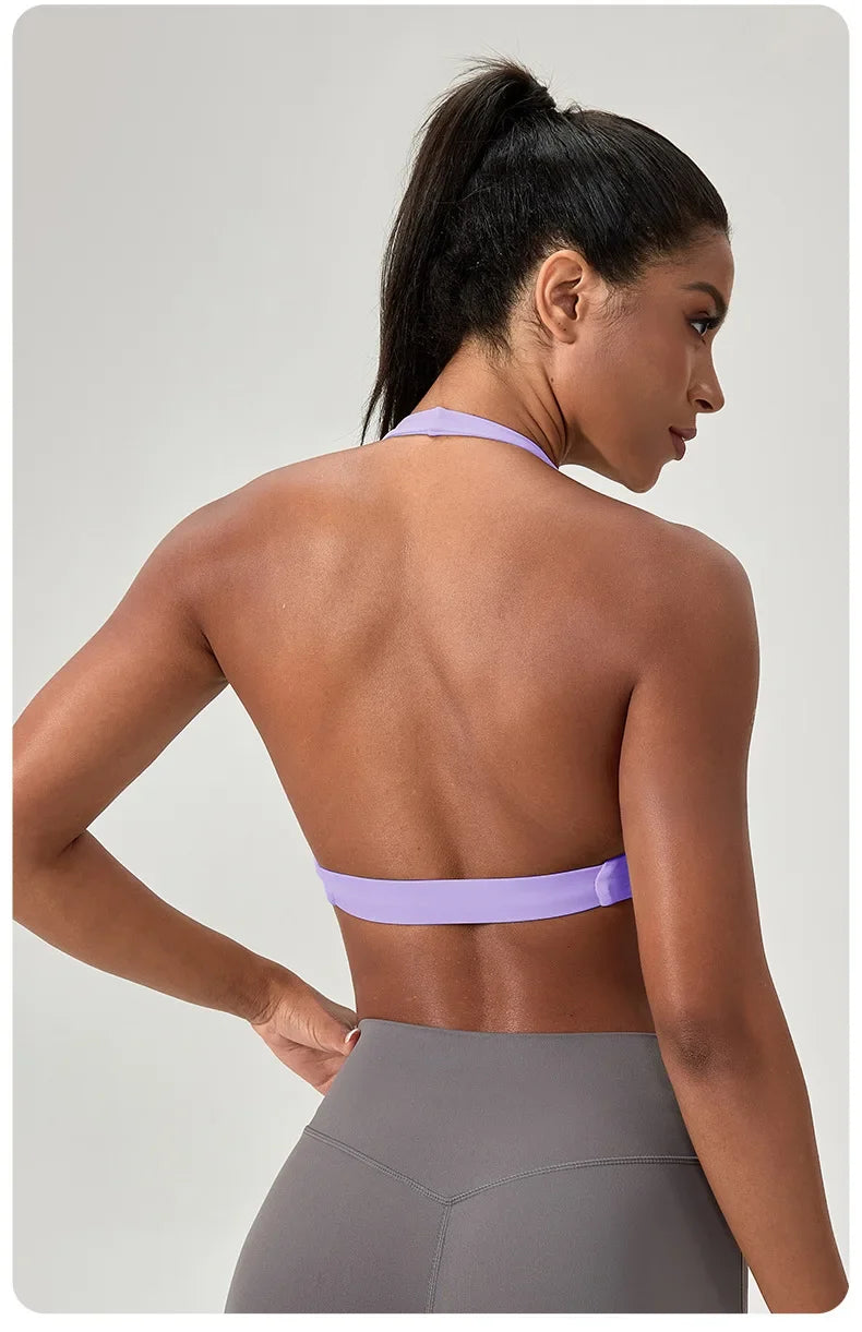 Women's Yoga Bra Halter Back Fitness Underwear Sexy Wire-Free Sports Vest Comfortable Breathable Bra