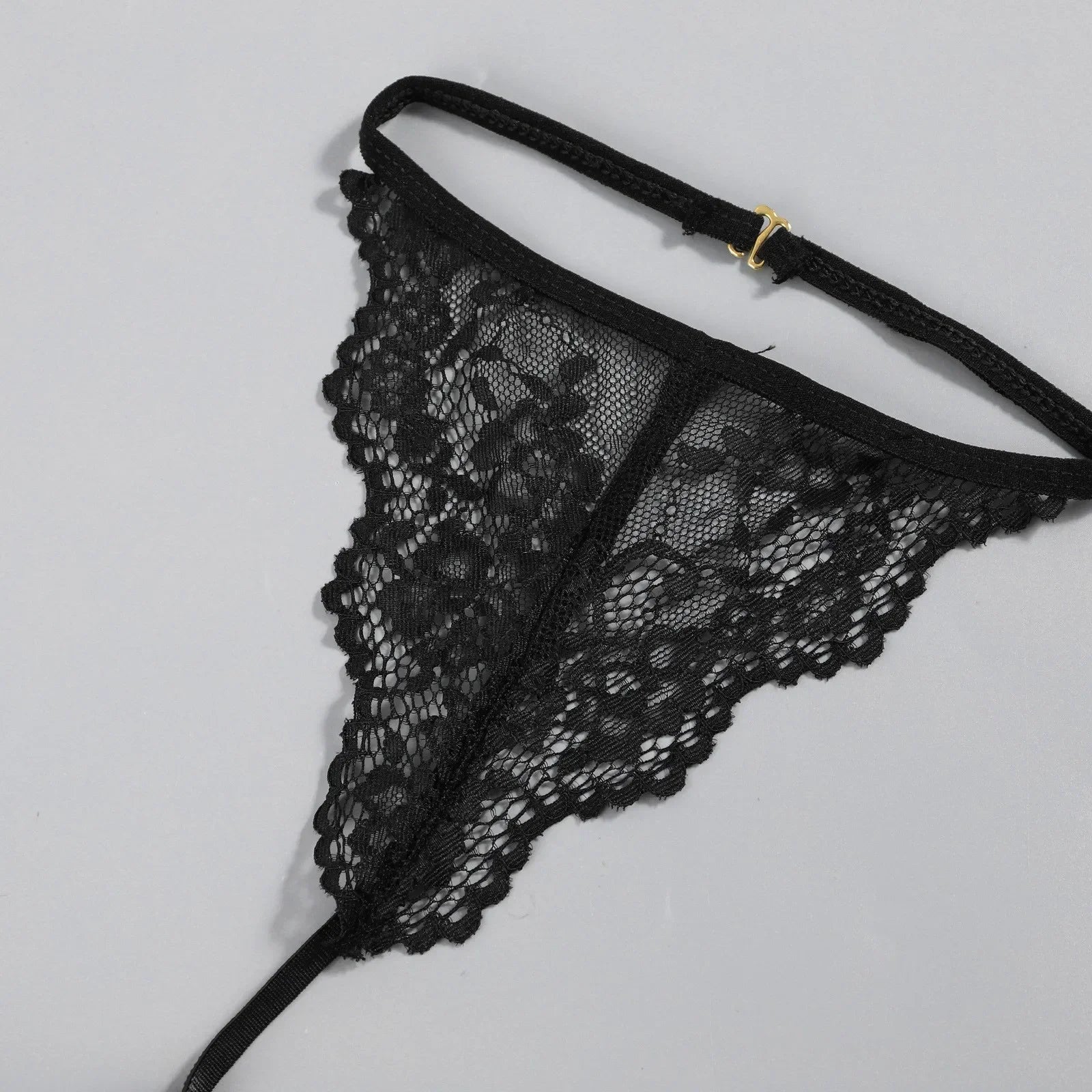3PCS Lace See Through Bra Set Women Sexy Lingerie Underwear Halter Tops Bra and Panties Garter Intimate Sex Costumes