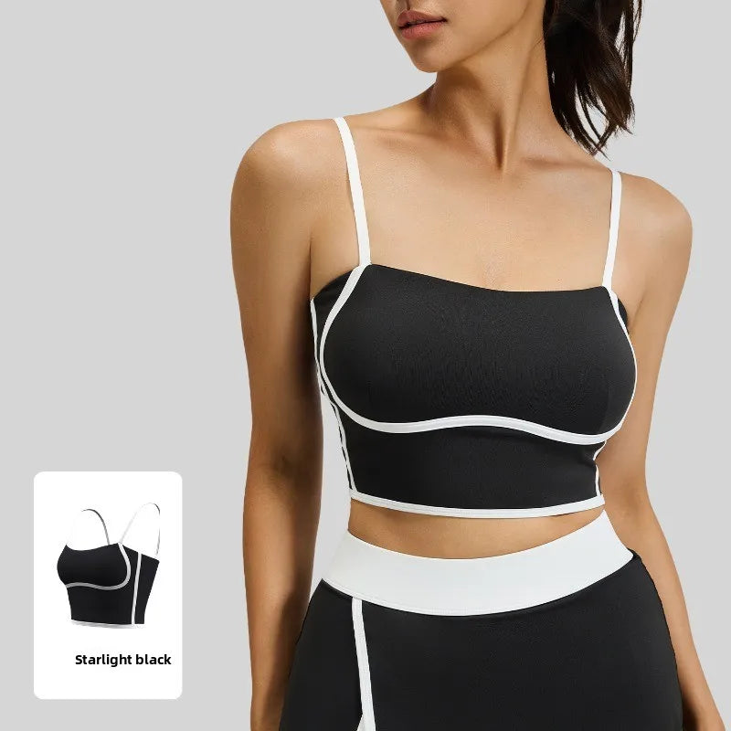 Summer Hot Sale Solid Color Women Fitness Bra Tights Yoga Vest High Strength Shockproof Gym Sports Top Push Up with Chest Pad