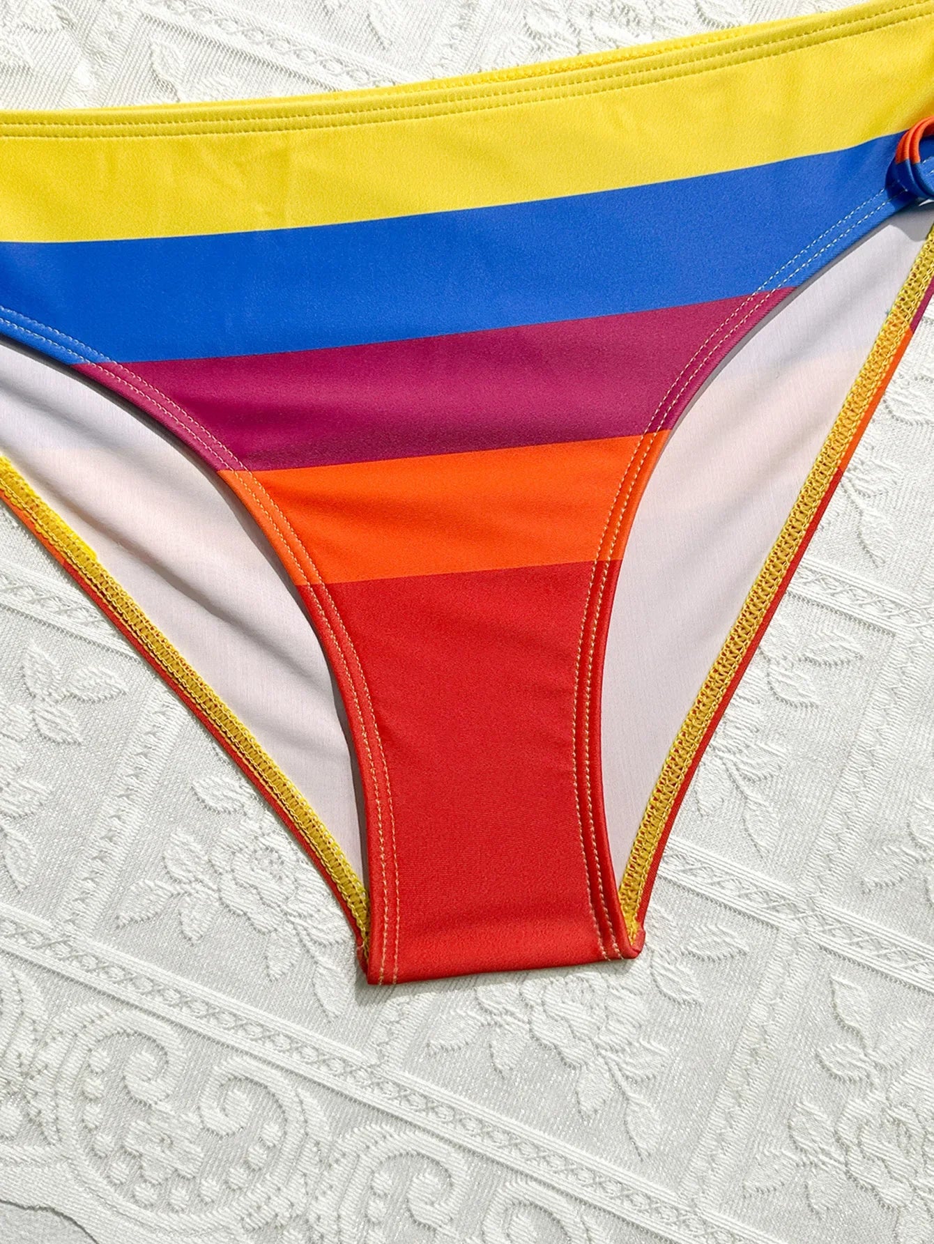 Women's Rainbow Color Bikini Set Sexy Beach Vacation Backless 2 Piece Swimsuit 2024 Summer Bathing Suit Bra Push Up Swimwear