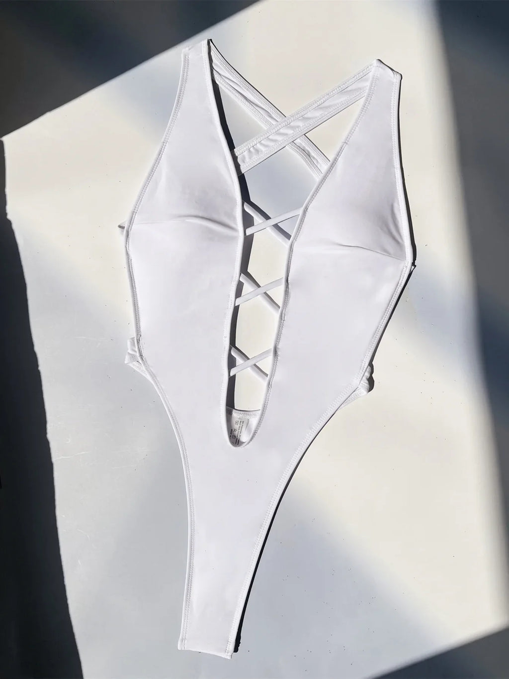 Sexy Hollow Out Cross One Piece Swimsuit 2026 Women White Black Deep V Neck Backless Thong Bikini Beach Bathing Suit Swimwear