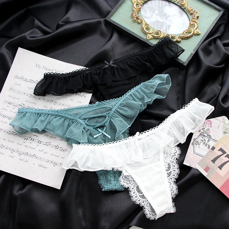 Girls G String Sexy Panties Women Underwear Lace Briefs Hollow Out Thong High Quality Transparent Underpants Lingerie Intimates